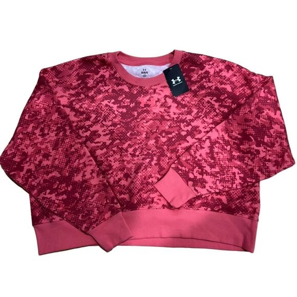 Under Armour Rival Fleece Camo pink Crew Sweatshirt size large - Picture 16 of 16